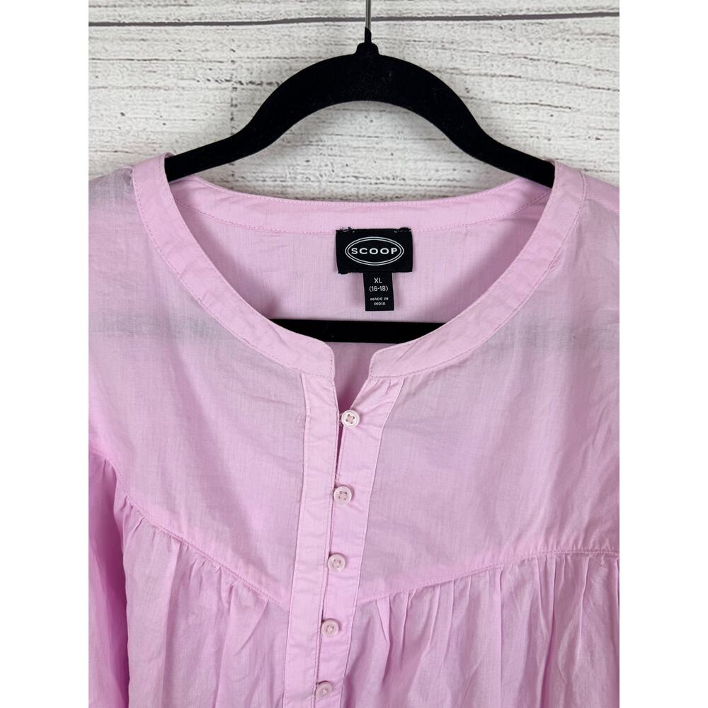 Scoop Plus Size Light Purple Pink Flowy Lightweight Long Sleeve Blouse Size XL - Picture 3 of 9